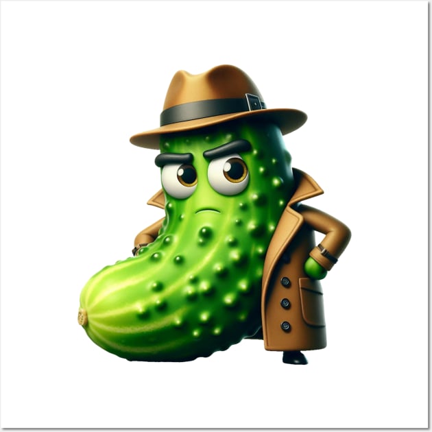 Cucumber Wearing Trench Coat Wall Art by Dmytro